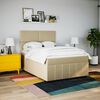 vidaXL Cama com molas/colch&atilde;o 140x190 cm tecido cor creme
