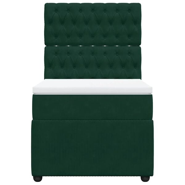 vidaXL Cama com molas/colch&atilde;o 90x200 cm veludo verde-escuro