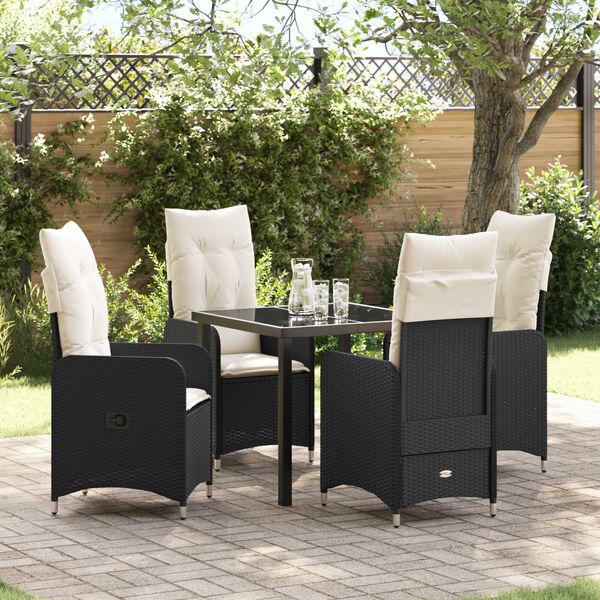 vidaXL Conjunto de Jantar para Jardim 5 pcs Preto Rattan Sintético