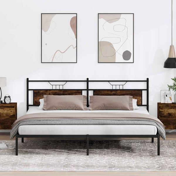 vidaXL Estrutura de cama sem colch&atilde;o 200x200 cm carvalho fumado