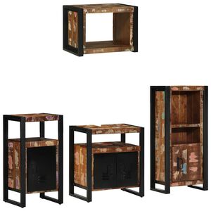vidaXL Conjunto de M&oacute;veis para Banheiro 4 unid. Multicolorido e preto