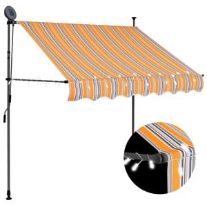 vidaXL Toldo retr&aacute;til manual com LED 100 cm amarelo e azul