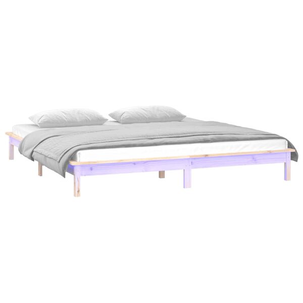 vidaXL Estrutura de cama c/ LEDs 160x200 cm madeira maci&ccedil;a