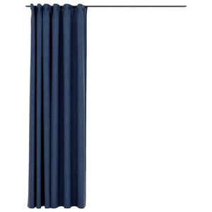 vidaXL Cortinas opacas aspeto linho com ganchos 290x245 cm azul