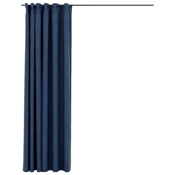 vidaXL Cortinas opacas aspeto linho com ganchos 290x245 cm azul