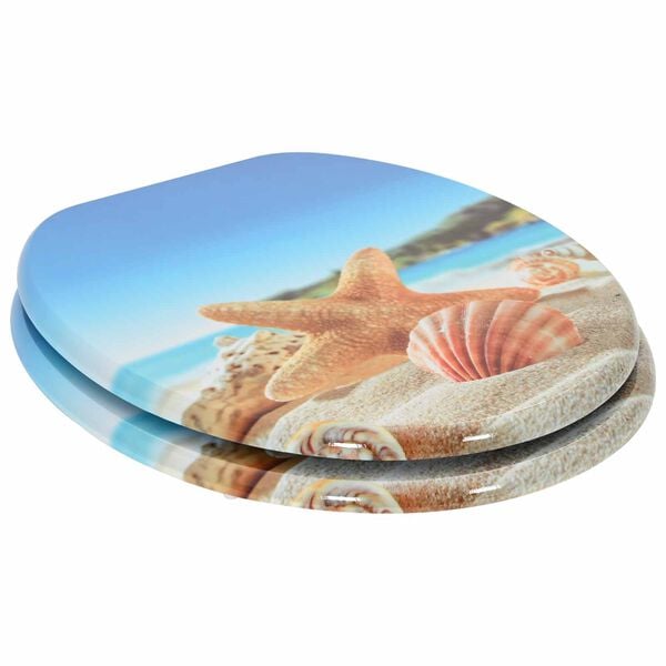 vidaXL Assento de Vaso Sanit&aacute;rio Azul Claro 44 x 38 cm Placa de MDF