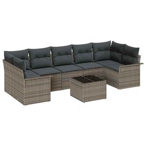 vidaXL Conjunto de Sof&aacute; de Jardim com almofada 8 pcs Cinzeto vime PE
