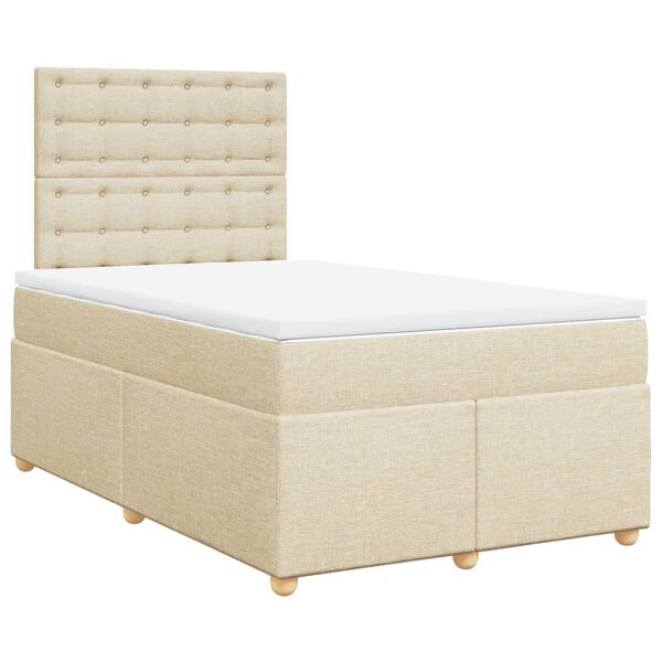 vidaXL Cama boxspring com colch&atilde;o 120x190 cm tecido cor creme