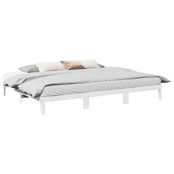 vidaXL Estrutura de cama familiar sem colch&atilde;o branco 240x200 cm