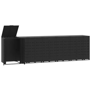 vidaXL Abrigo para 6 caixotes do lixo 414x79x117 cm a&ccedil;o preto