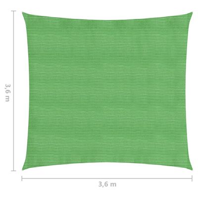 vidaXL Para-sol estilo vela 160 g/m² 3,6x3,6 m PEAD verde-claro