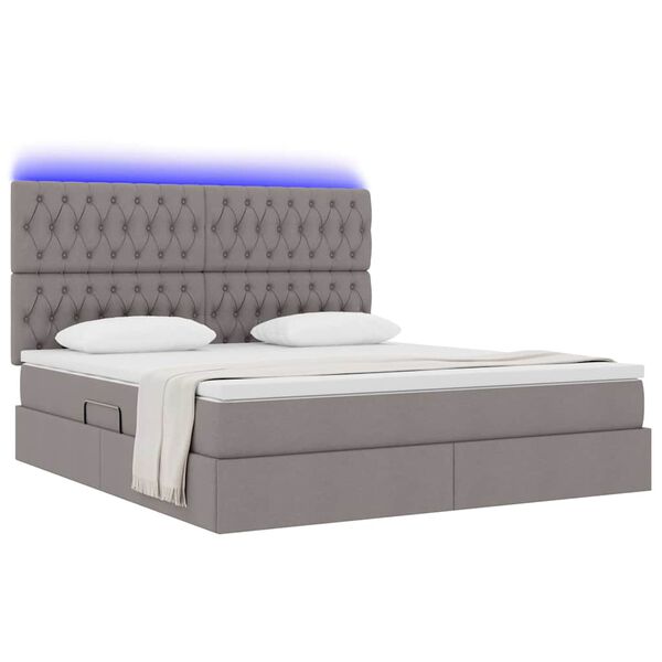 vidaXL Cama com arruma&ccedil;&atilde;o e LED Cinzento-acastanhado 160 x 200 cm