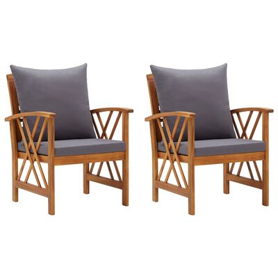 vidaXL Cadeiras de jardim c/ almofadões 2 pcs madeira acácia maciça