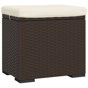 vidaXL Otomana com almofad&atilde;o 40x30x40 cm vime PE castanho