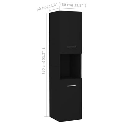 vidaXL Armário de casa de banho 30x30x130 cm contraplacado preto