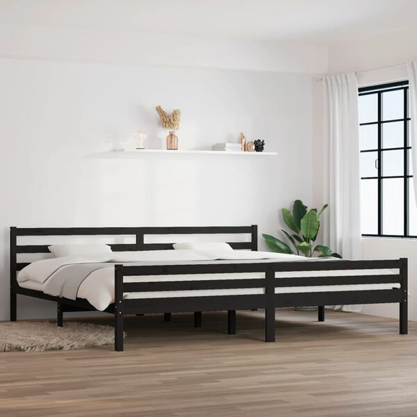 vidaXL Estrutura de cama 200x200 cm madeira maci&ccedil;a preto