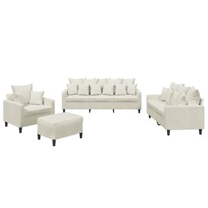 vidaXL 4 pcs conjunto de sof&aacute;s com almofad&otilde;es veludo cor creme