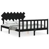 vidaXL Estrutura de cama King Size com cabeceira madeira maci&ccedil;a preto