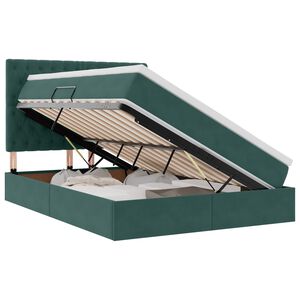 vidaXL Cama com arruma&ccedil;&atilde;o e colch&atilde;o Verde Escuro 140 x 190 cm Veludo