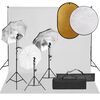 vidaXL Kit est&uacute;dio fotogr&aacute;fico c/ conj. de ilumina&ccedil;&atilde;o/fundo/refletor