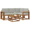 vidaXL Conjunto de Sof&aacute;s para Exterior 5 pcs Cinza Natural e Claro