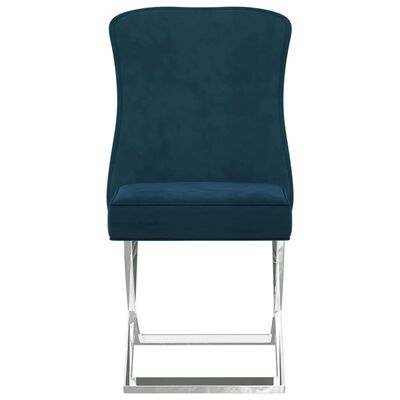 vidaXL Cadeira de jantar 53x52x98 cm veludo e aço inoxidável azul