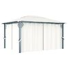 vidaXL Gazebo com cortinas e cord&otilde;es de luzes LED 4x3 m alum&iacute;nio creme