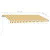 vidaXL Toldo retr&aacute;til manual com LED 450x350 cm amarelo e branco