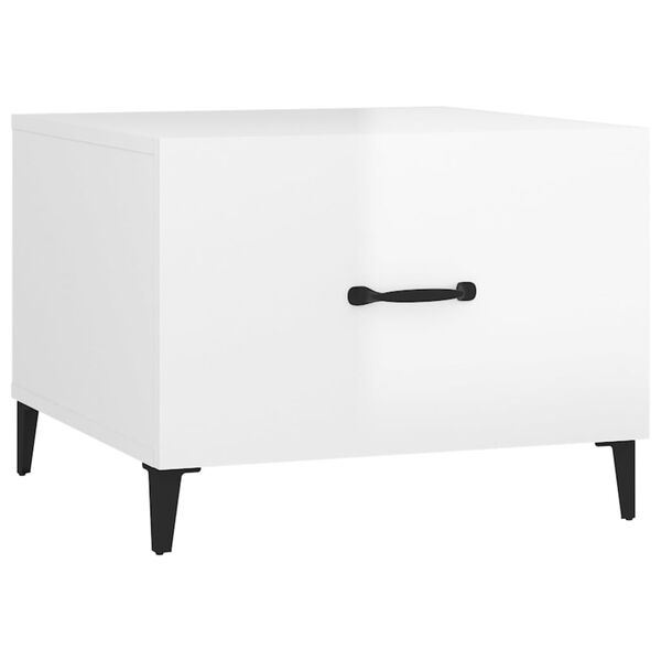 vidaXL Mesa de centro com pernas de metal 50x50x40 cm branco brilhante