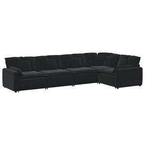 vidaXL Sof&aacute; modular com almofadas veludo preto