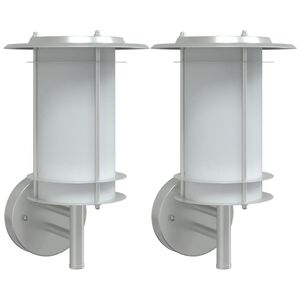 vidaXL Candeeiros de parede p/ exterior 2 pcs a&ccedil;o inoxid&aacute;vel prateado