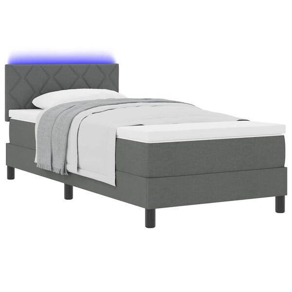 vidaXL Cama Box com colch&atilde;o Cinzento escuro 100 x 200 cm tecido