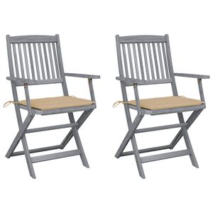 vidaXL Cadeiras exterior dobr&aacute;veis c/ almofad&otilde;es 2 pcs ac&aacute;cia maci&ccedil;a