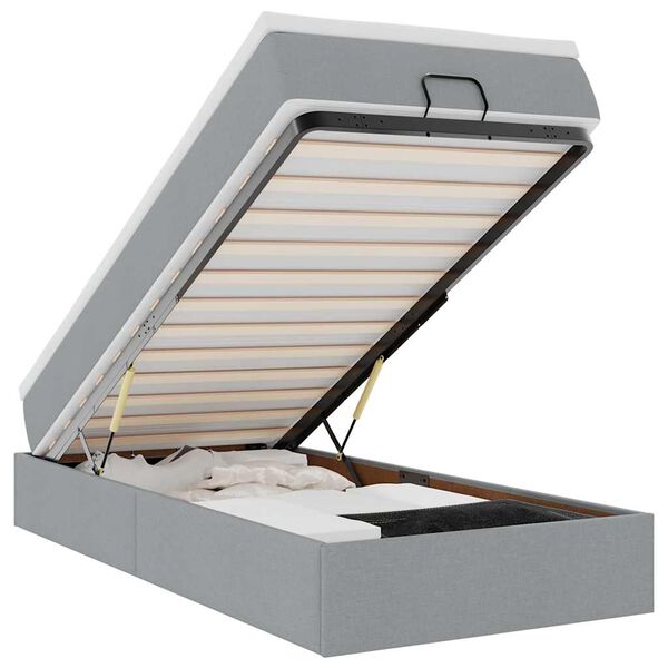 vidaXL Estrutura cama otomana colchão 100x200 cm tecido cinzento claro