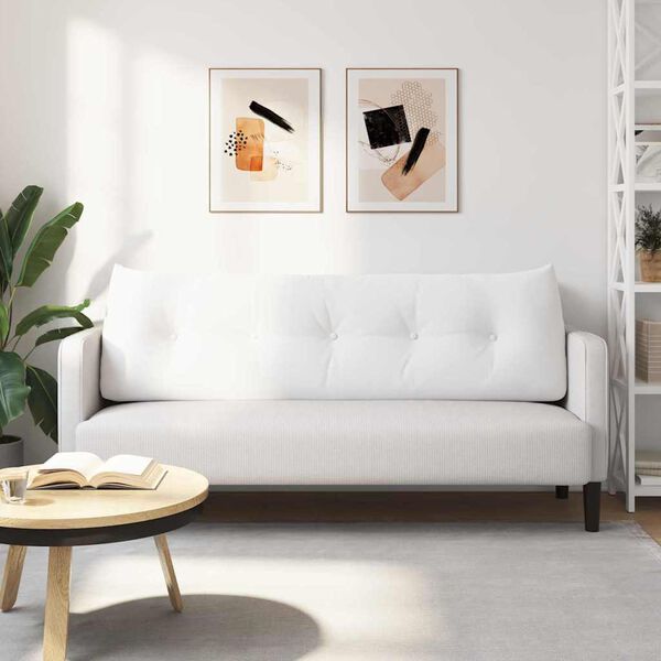 vidaXL Travesseiro para Costas Branco 160 x 24 x 50 cm tecido