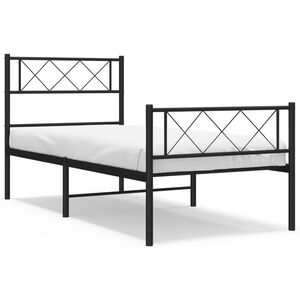vidaXL Estrutura de cama com cabeceira e p&eacute;s 90x190 cm metal preto