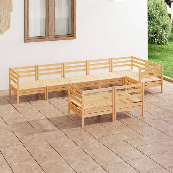 vidaXL 8 pcs conjunto lounge de jardim pinho maci&ccedil;o