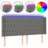 vidaXL Cabeceira de cama c/ LED tecido 203x16x118/128 cm cinza-escuro