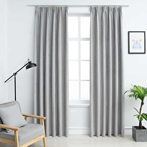 vidaXL Cortinas blackout com ganchos 2 pcs 140x225 cm cinzento