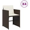 vidaXL Cadeiras de jardim com almofad&otilde;es 4 pcs vime PE castanho