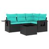 vidaXL Conjunto de sof&aacute; de jardim de 5 pe&ccedil;as com almofadas em rattan sint&eacute;tico preto