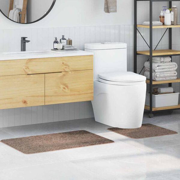 vidaXL Conjunto de Tapetes de Banho Antiderrapantes 2 pcs Castanho PP