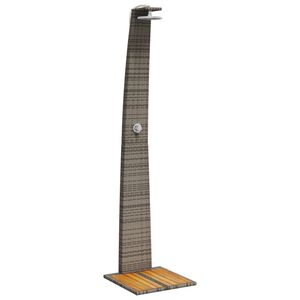 vidaXL Chuveiro de exterior 55x60x224 cm vime PE/madeira ac&aacute;cia cinza