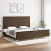 vidaXL Estrutura de cama sem colch&atilde;o 200x200 cm tecido castanho-escuro