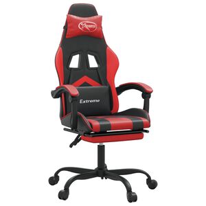 vidaXL Cadeira gaming girat&oacute;ria c/ apoio couro artific. preto/vermelho