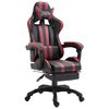 vidaXL Cadeira de gaming c/ apoio p&eacute;s couro artificial vermelho tinto