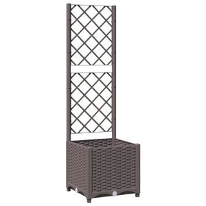 vidaXL Vaso/floreira jardim c/ treli&ccedil;a 40x40x136 cm PP castanho