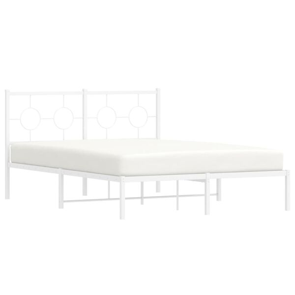 vidaXL Estrutura de cama com cabeceira 140x200 cm metal branco