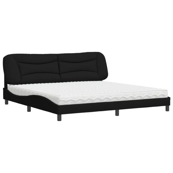 vidaXL Cama com colch&atilde;o Hvar 200x200 cm tecido preto