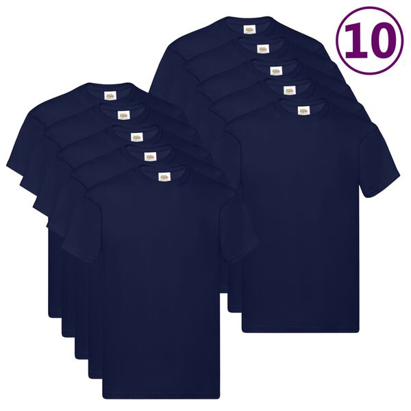 Fruit of the Loom T-shirts originais 10 pcs algod&atilde;o S azul-marinho